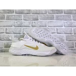 Nike Huarache 9 Elite Mens Turf Lacrosse Cleats White Gold Size 15 FN0310-100